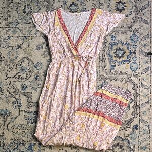 Bepop floral Smocked Tiered Maxi Dress Pink Size Small